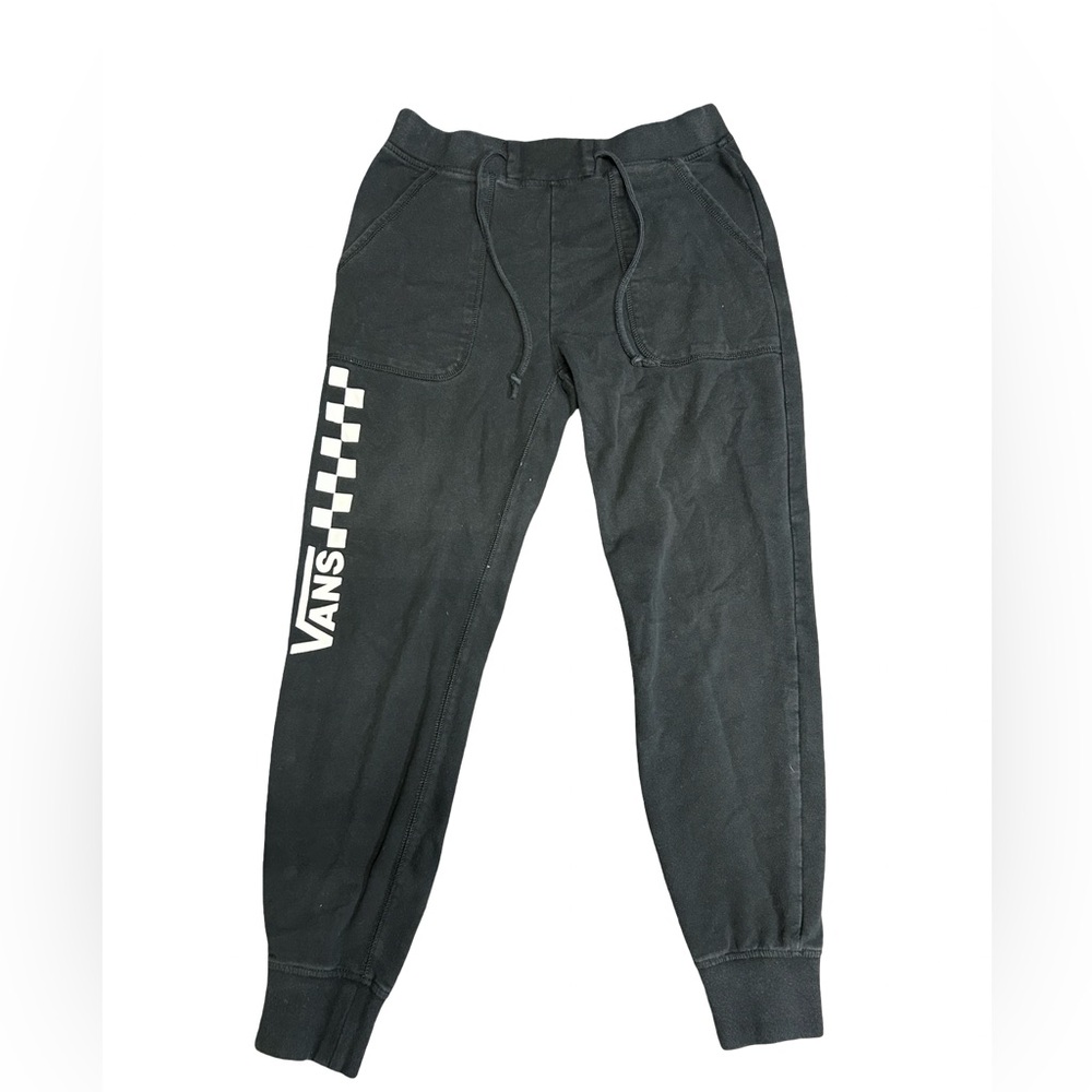 Vans Black Jogger Sweatpants with White Checker Logo